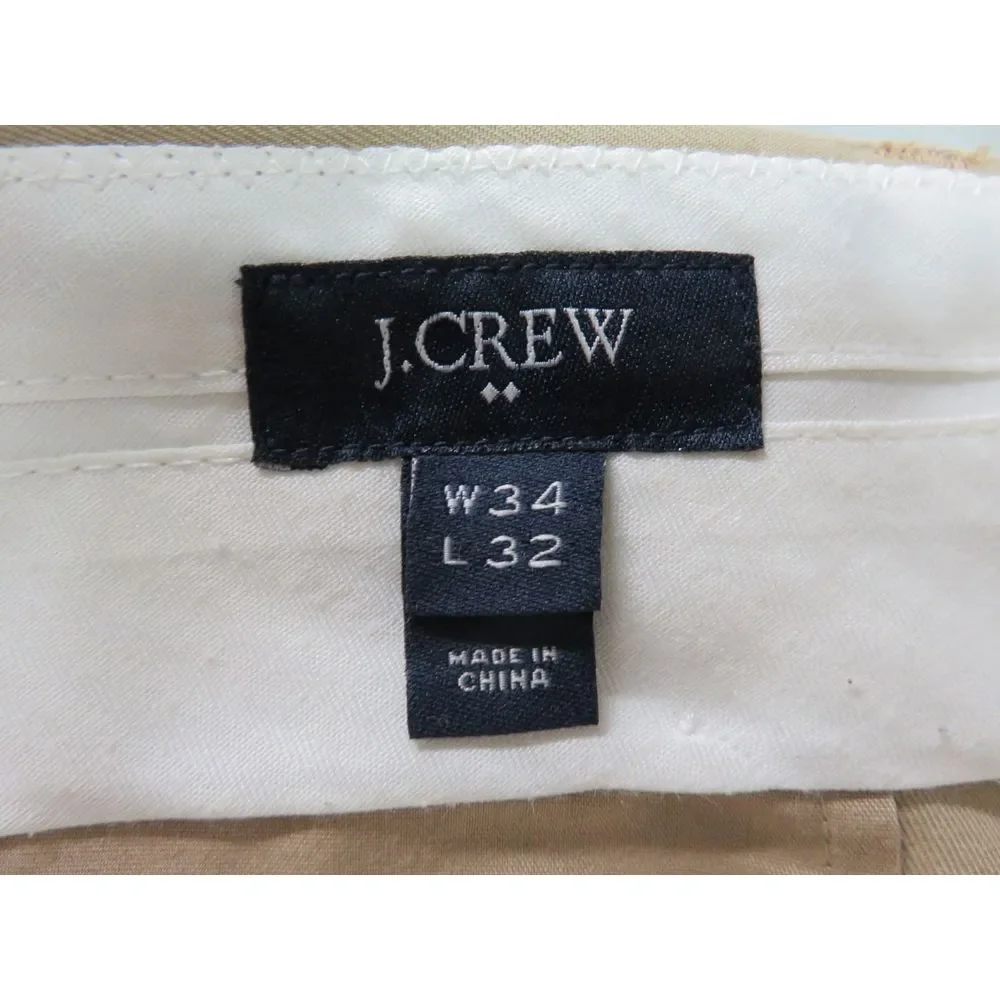 Mens J. Crew Flat Front Light Brown Cotton Thompson Slacks Pants 36x28 Khaki J10